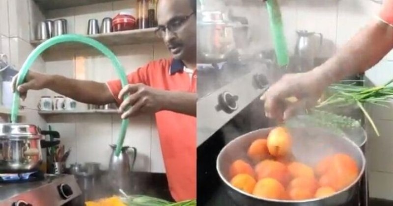 પ્રેશર કુકરની વરાળથી શાકભાજીને સાફ કરી